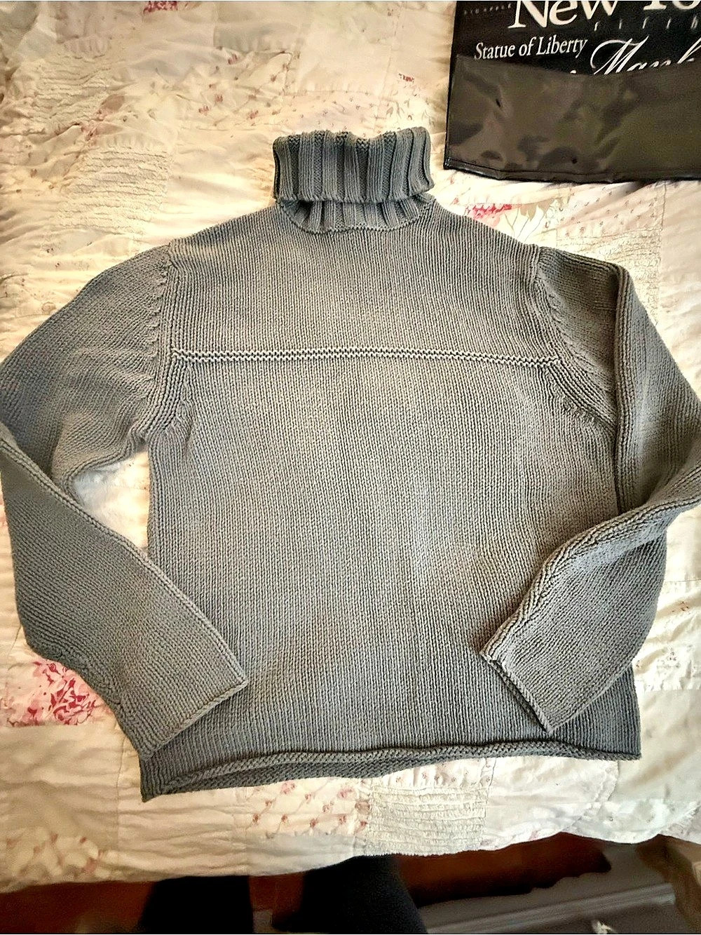 Vintage Banana Republic Ribbed Turtleneck Sweater Gray Medium